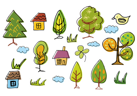 Forest and wood house of illustrationのイラスト素材