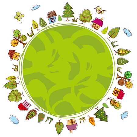 Green and Eco handwritten illustrationsのイラスト素材