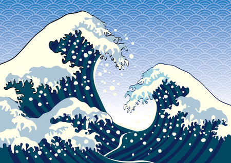 The wave of a Japanese paintingのイラスト素材