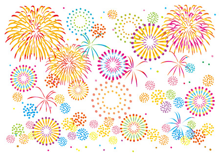 Fun fireworks illustrationsのイラスト素材