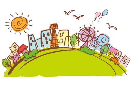 Beautiful green of Cityscapeのイラスト素材