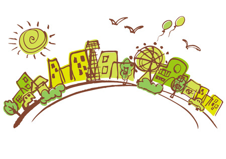 Beautiful green of Cityscapeのイラスト素材