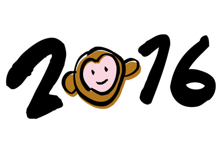 New Year's card of characters 2016のイラスト素材