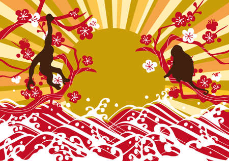 Japan's New Year's card 2016のイラスト素材