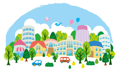 Fun town illustrationのイラスト素材