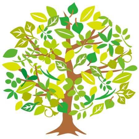 Many leaf tree illustrationsのイラスト素材
