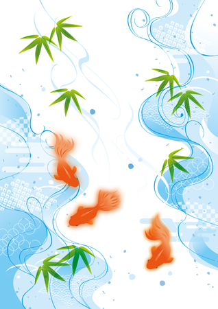 Japanese Summer Goldfish Patternのイラスト素材