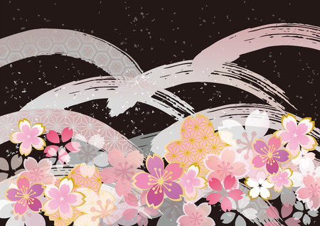 Illustration of cherry blossoms at entrance and entranceのイラスト素材