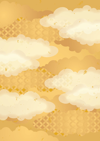 Beautiful white cloud pattern in Japanのイラスト素材