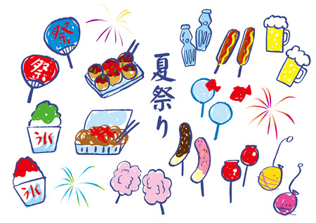 Summer festivals in Japanのイラスト素材
