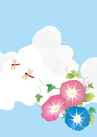 It is an illustration of Japanese summer morning glory.のイラスト素材
