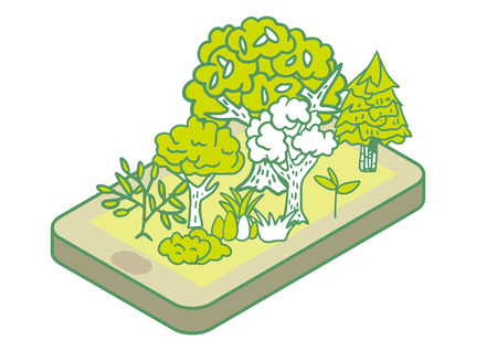 Illustration of green on a smartphoneのイラスト素材
