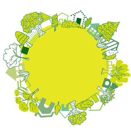 Illustrations of eco lined up in a circleのイラスト素材