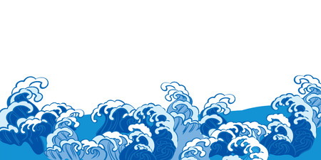 Beautiful illustration of Japanese wave (navy blue)のイラスト素材