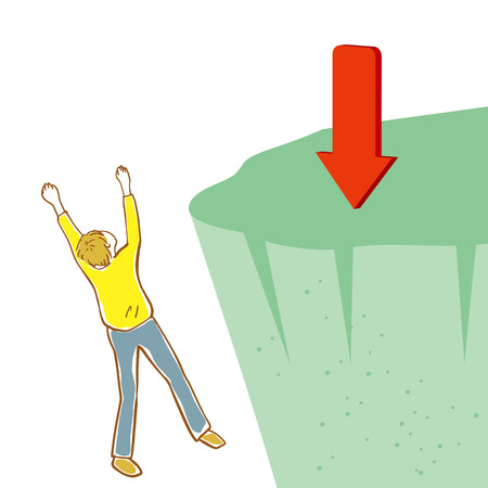 Illustration of a man falling from a cliffのイラスト素材