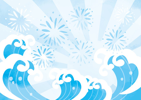 Illustration of cheerful image of waveのイラスト素材