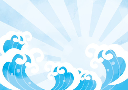 Illustration of cheerful image of waveのイラスト素材