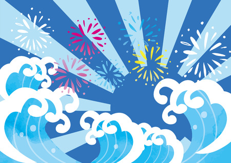 Illustration of cheerful image of waveのイラスト素材