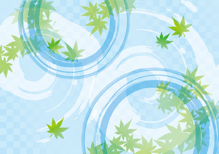 Illustration of cool water and goldfish and aquatic plantsのイラスト素材