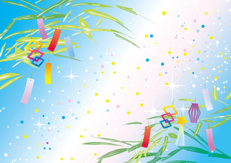 It is an illustration of traditional Japanese events with stars and bamboo leaves.のイラスト素材