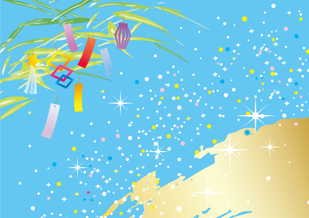 It is an illustration of traditional Japanese events with stars and bamboo leaves.のイラスト素材