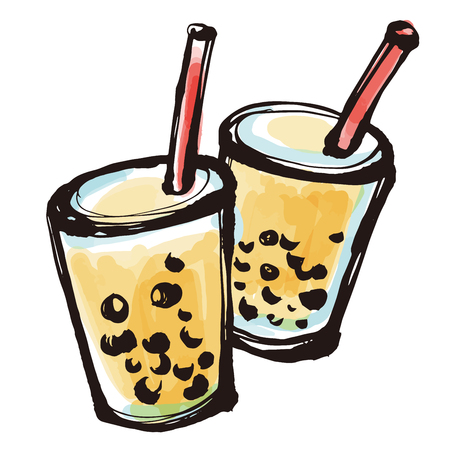 It is a tapioca milk tea popular in Japanのイラスト素材