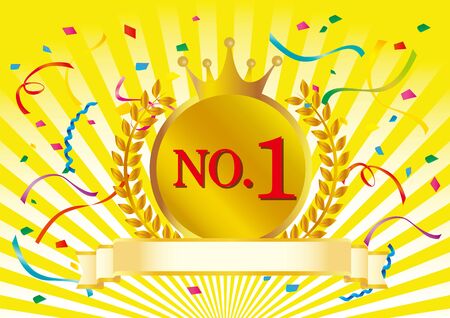 Illustration of number one plate shining on red curtainのイラスト素材