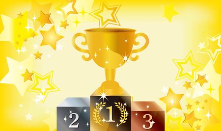 Confetti and stars dance, cheering bright illustrations happy cup winのイラスト素材