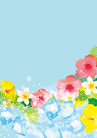Illustration of a beer at a beautiful beach resort and blue skyのイラスト素材