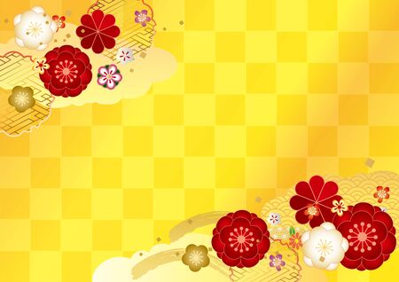 Japanese pattern background material for Japanese plumのイラスト素材