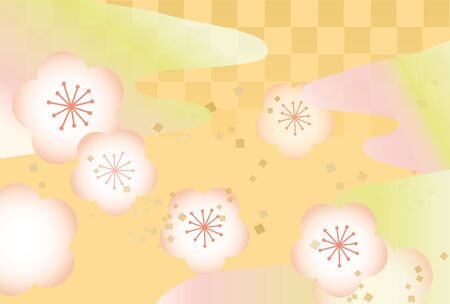 It is a background illustration of a beautiful plum of Japanese imageのイラスト素材