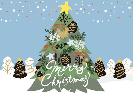 A background material illustration of a Christmas tree.のイラスト素材