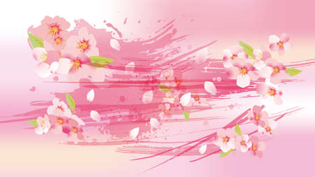 Beautiful japanese cherry blossom illustration backgroundのイラスト素材