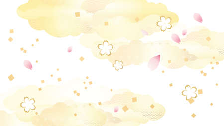 Beautiful japanese cherry blossom illustration backgroundのイラスト素材