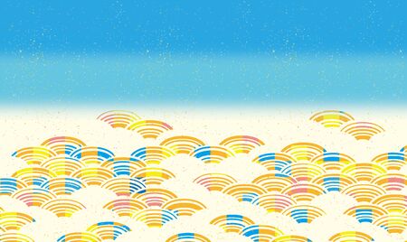 Beautiful hand-painted Japanese pattern in gentle colorsのイラスト素材