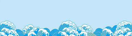 Japanese style wave illustration backgroundのイラスト素材