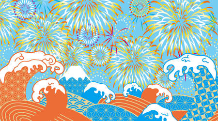 Fireworks party event Japanese pattern waveのイラスト素材