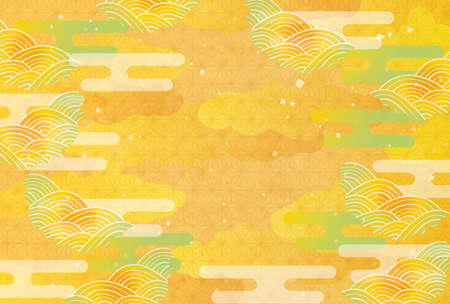 Japanese pattern background, gold leaf, illustrationの写真素材