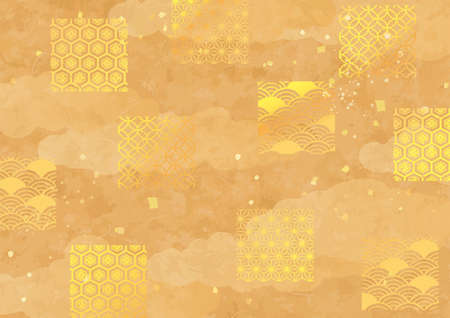 Japanese style pattern background illustration materialの写真素材