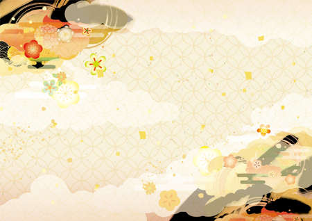 Japanese style pattern background illustration materialの写真素材