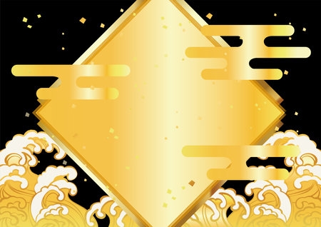Golden beautiful Japanese pattern background materialのイラスト素材