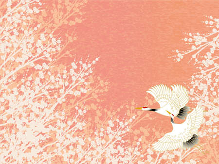 Beautiful Japanese pattern with a craneの写真素材