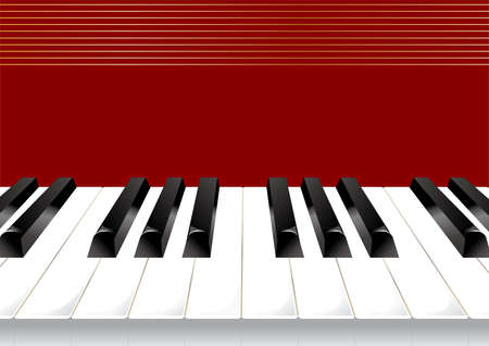Illustration of piano keyboard and musical notesのイラスト素材