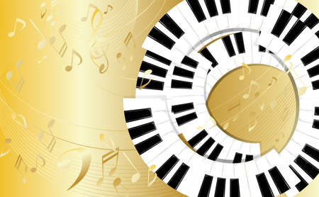 Illustration of piano keyboard and musical notesのイラスト素材