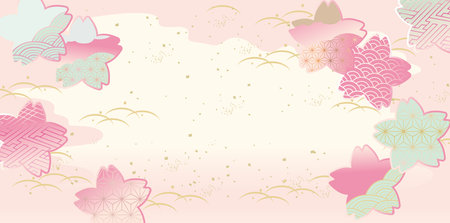Beautiful Japanese flower Sakura background illustrationのイラスト素材