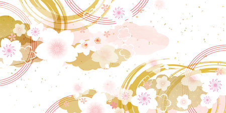 sakura background Japanese pattern illustrationの写真素材
