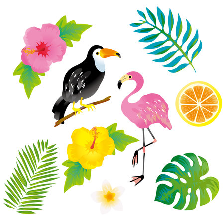 It is a colorful resort illustration of palms in summerのイラスト素材