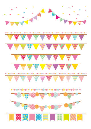 Illustration of flag, garland, partyのイラスト素材