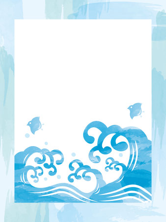 Watercolor style illustrations used in summer in Japanのイラスト素材