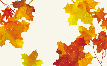Autumn leaves, various leaves background illustrationのイラスト素材